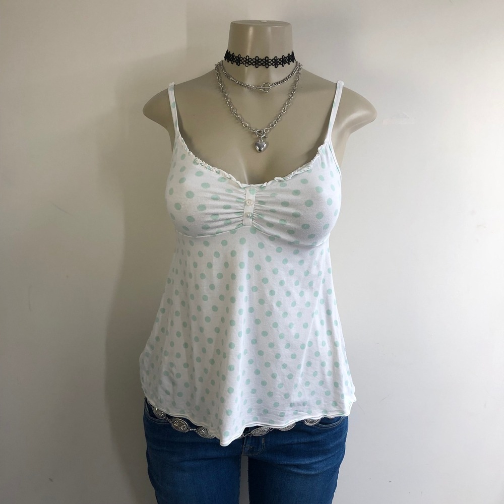 Vintage Y2K Victorias Secret Angels Polka Dot Babydoll Camisole Top Mint Medium